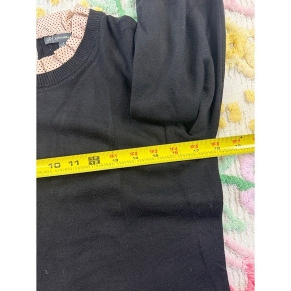 Adrianna Papell Black Pink Polka Dot Layered Sweater Size S - Picture 6 of 12